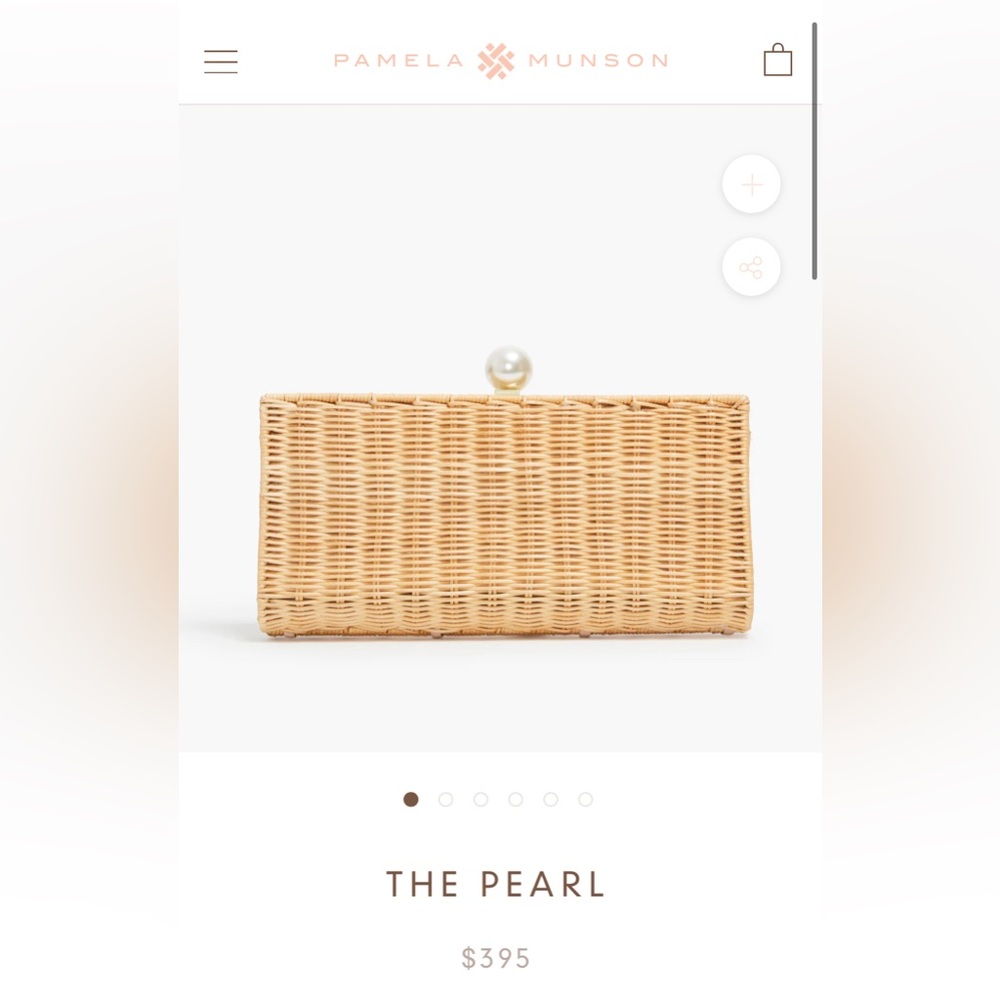 Pamela Munson “The Pearl” rattan clutch